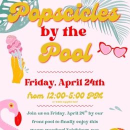 popsicles by the pool poster with a beach theme